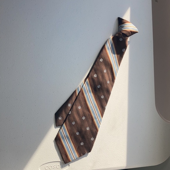 Vintage 80s clip on tie stripes and floral design - Picture 8 of 12